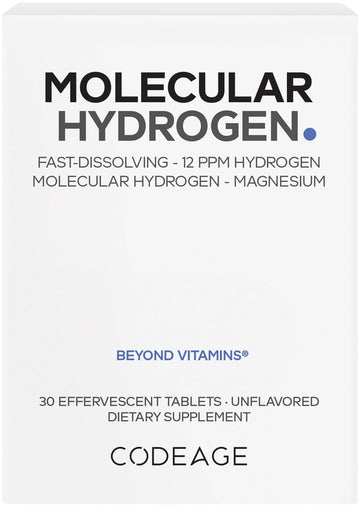 Codeage Molecular Hydrogen Supplement - Fast-Dissolving 12 PPM Hydrogen Water Tablets with Elemental Magnesium - Hydration Tablet Body Function - Unflavored, Vegan, Non-GMO, Gluten-Free - 30 Tablets CodeageBuy Supplements Australia