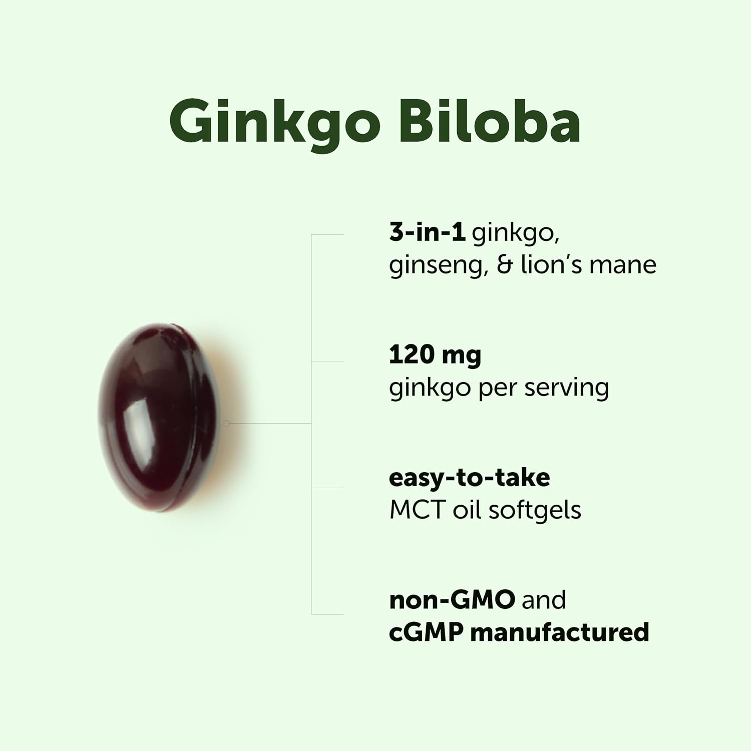 Micro Ingredients Ginkgo Biloba 120 mg Per Serving, 400 Softgels | 3-in-1 with Panax Ginseng & Lion’s Mane | Herbal Mushroom Blend | Made with MCT Oil | Non-GMO