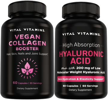 Vital Vitamins Vegan Collagen Booster 60 ct + Hyaluronic Acid Capsules 60 ct