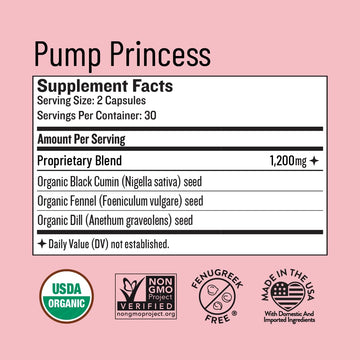Legendairy Milk Pump Princess Lactation Supplement - Breastfeeding Supplements for Milk Supply Increase and Milkflow - Organic Black Cumin