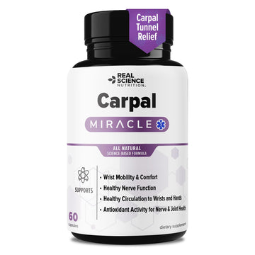 Real Science Carpal Miracle – All Natural Carpal Tunnel Relief & Wrist Support Supplement with Vitamins B6, B12, C, D, K + GABA – Hand & Nerve Comfort – Made in USA, 60 Caps Real Science NutritionBuy Supplements Australia