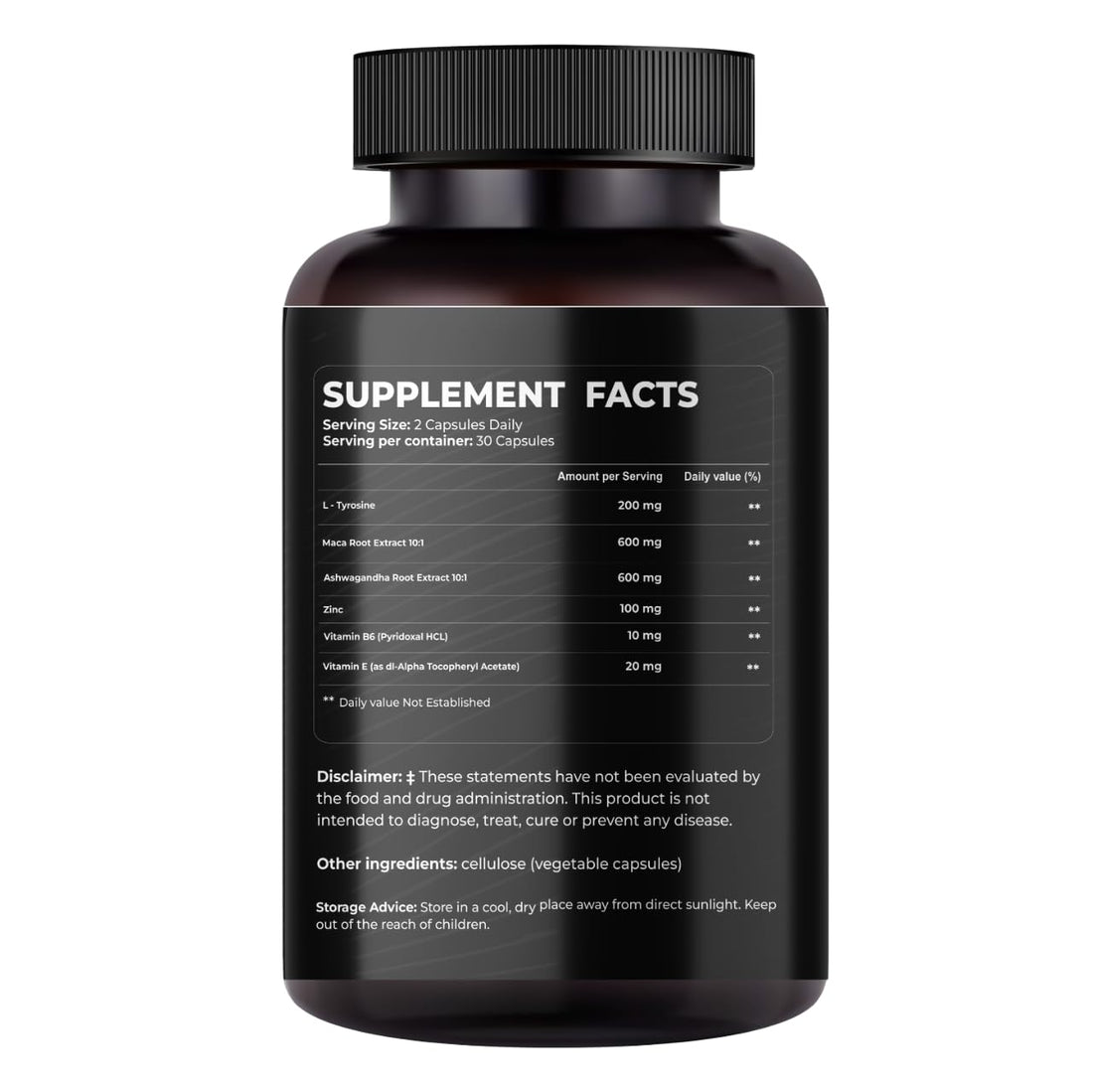 Mishas Nutraceuticals L-Tyrosine with Maca Root, Ashwagandha & Vitamins Complex – Energy, Mental Focus, Stress Relief & Immunity Support – 60 Capsules (30 Servings) MishasBuy Supplements Australia