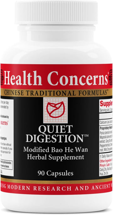 Health Concerns Quiet Digestion – Digestive Support for Upset Stomach, Gas, Bloating, & Indigestion – Herbal Chinese Formula – Supplement with Poria, Barley, & Mangolia Bark - 90 Capsules