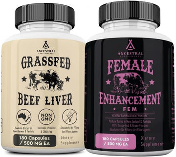 Ancestral Supplements Beef Organ & Liver Bundle for Women – Supports Hormone Balance, Energy, Skin & Wellness – Grass Fed, Pasture Raised Multivitamin