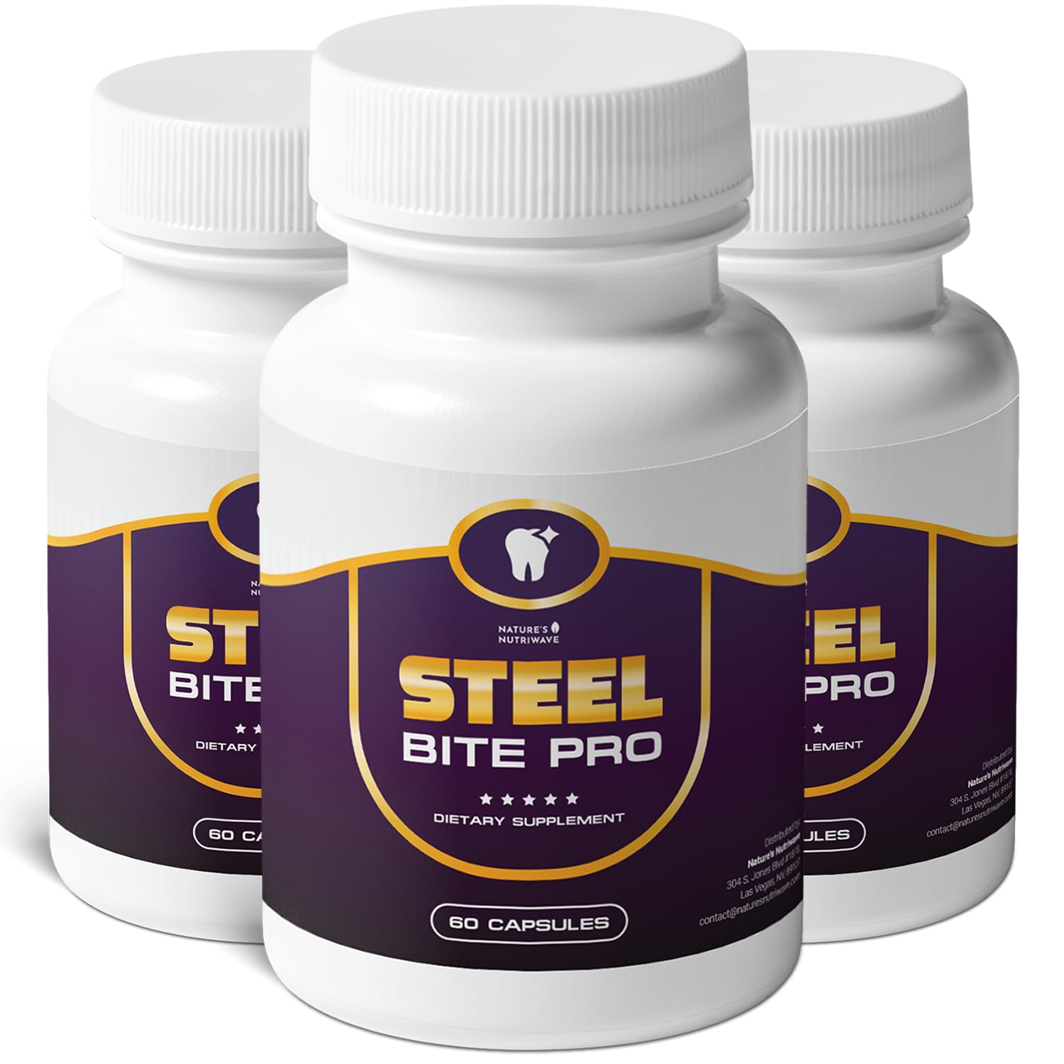 Steel Bite Pro – 23 Plant-Based Ingredients – 60 Ct, 1 Month Supply | 23 plant-based ingredients with Zinc & Turmeric | Non-GMO, Made in USA | Easy-to-swallow oral-care capsule