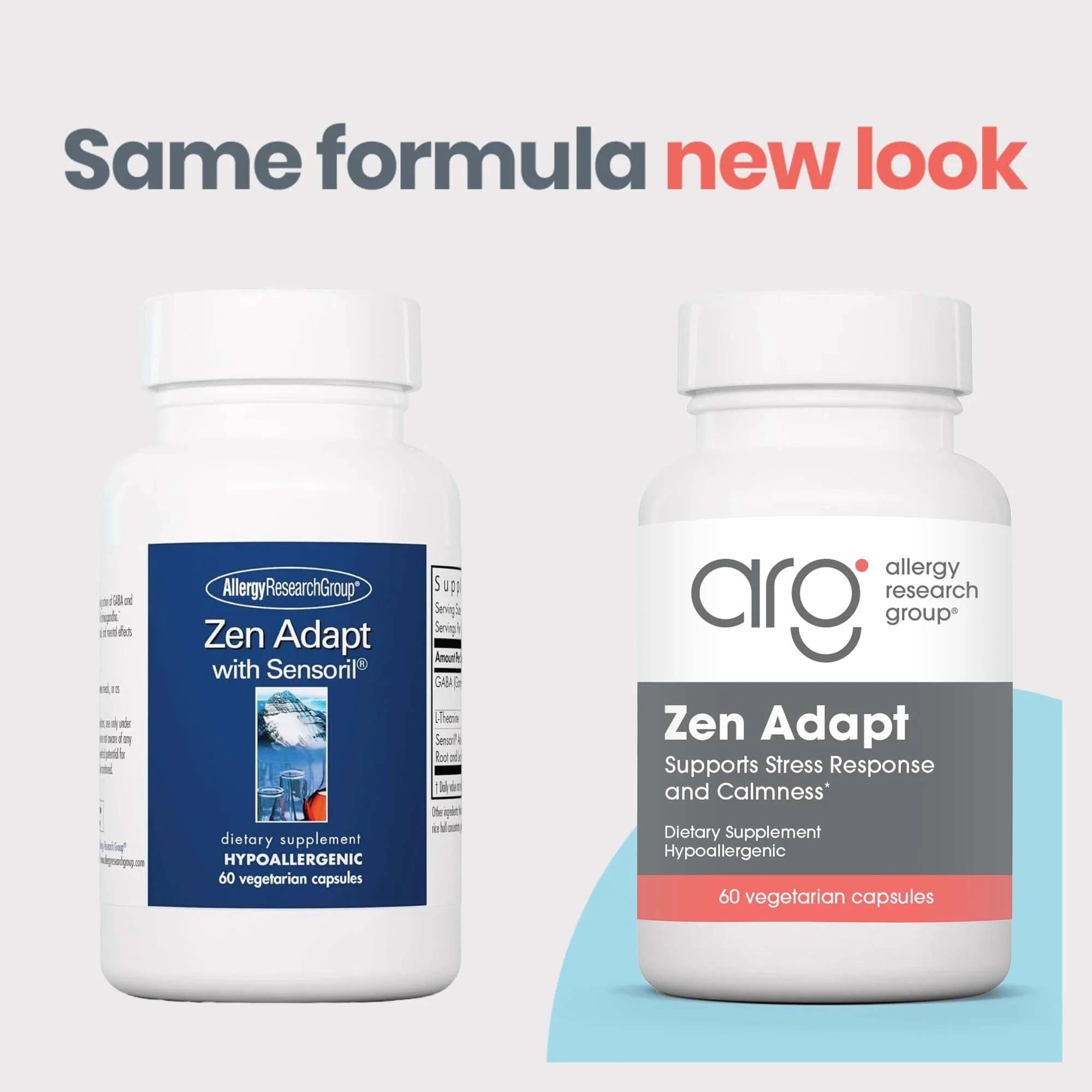 NutriCology ZenMind Adapt - 200 mg L-Theanine, 125 mg Ashwagandha & 550 mg GABA - Supports Stress Response and Calmness - Vegetarian Capsules - Hypoallergenic Formula - 30 Servings - 60 Capsules Allergy Research GroupBuy Supplements Australia