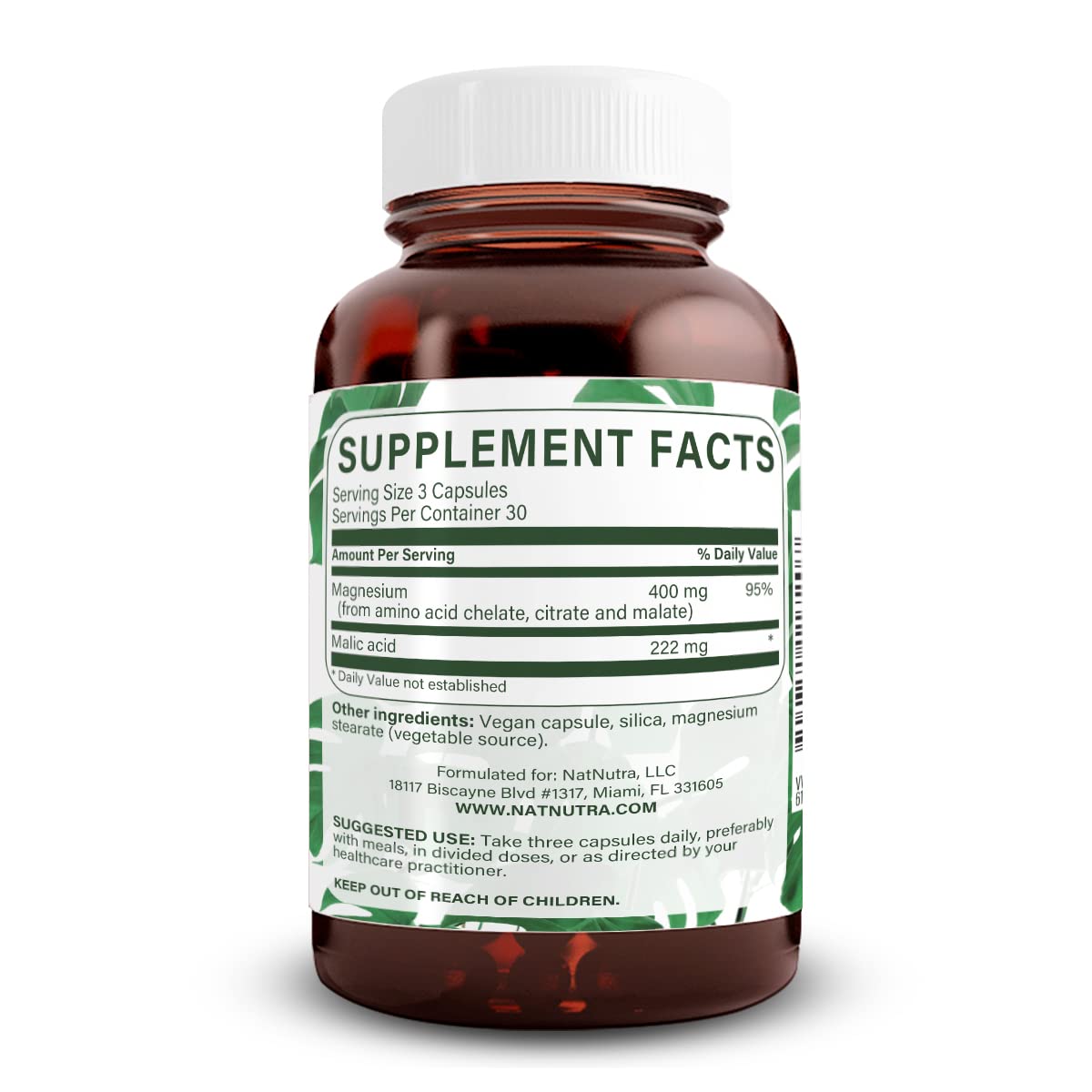 Natural Nutra Mega Magnesium 400mg Supplement - High Absorption Amino Acid Chelate, Better Vibes, Citrate, Malate Blend for Muscle Growth, Bone Strength, Heart Health, Nerve Support - 90 Capsules