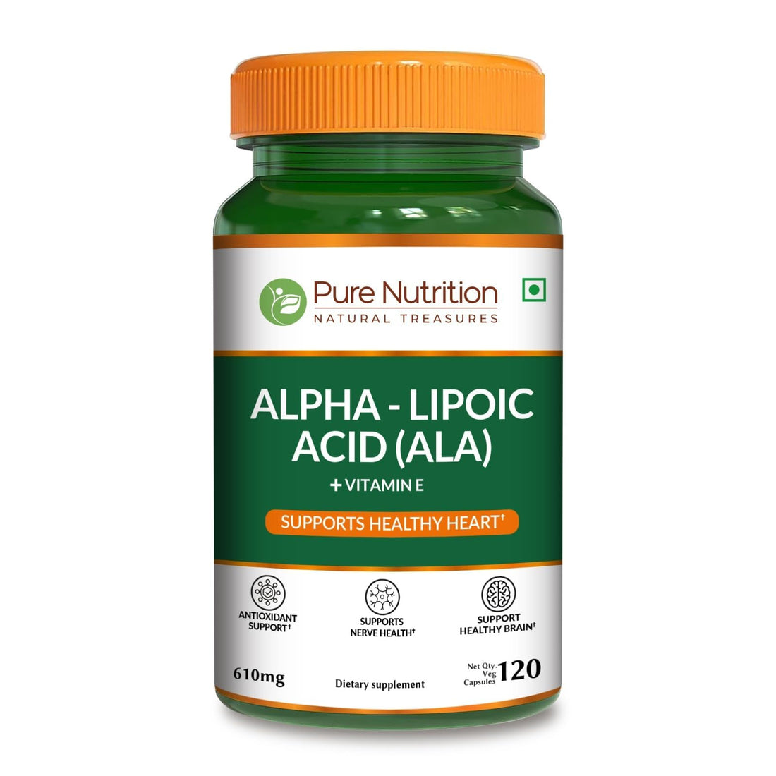 Pure Nutrition Alpha Lipoic Acid 600mg + Vitamin E | 120 Caps | Powerful Antioxidant to Support Nerve & Heart Health*. | Non-GMO PURE NUTRITION NATURAL TREASURESBuy Supplements Australia