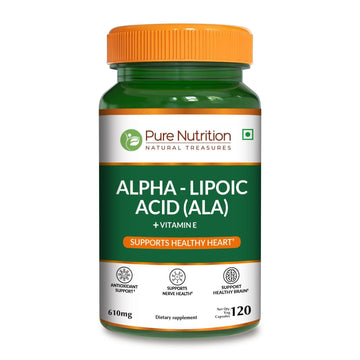 Pure Nutrition Alpha Lipoic Acid 600mg + Vitamin E | 120 Caps | Powerful Antioxidant to Support Nerve & Heart Health*. | Non-GMO PURE NUTRITION NATURAL TREASURESBuy Supplements Australia