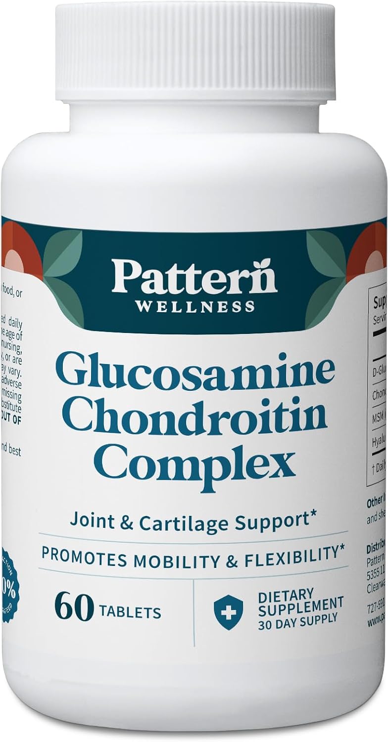 Pattern Wellness Glucosamine Chondroitin Complex with MSM & Hyaluronic Acid – Supports Joint, Cartilage & Flexibility Health – 60 Tablets