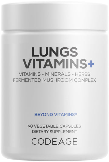 Codeage Lungs Vitamins, A, C, D, E, B6, Milk Thistle Lung Supplement, Zinc & Magnesium, Cordyceps, Reishi, Chaga, Poria, Tylophora, Ginger, Peppermint Leaf Organic Herb Cleanse - Non-GMO - 90 Capsules CodeageBuy Supplements Australia