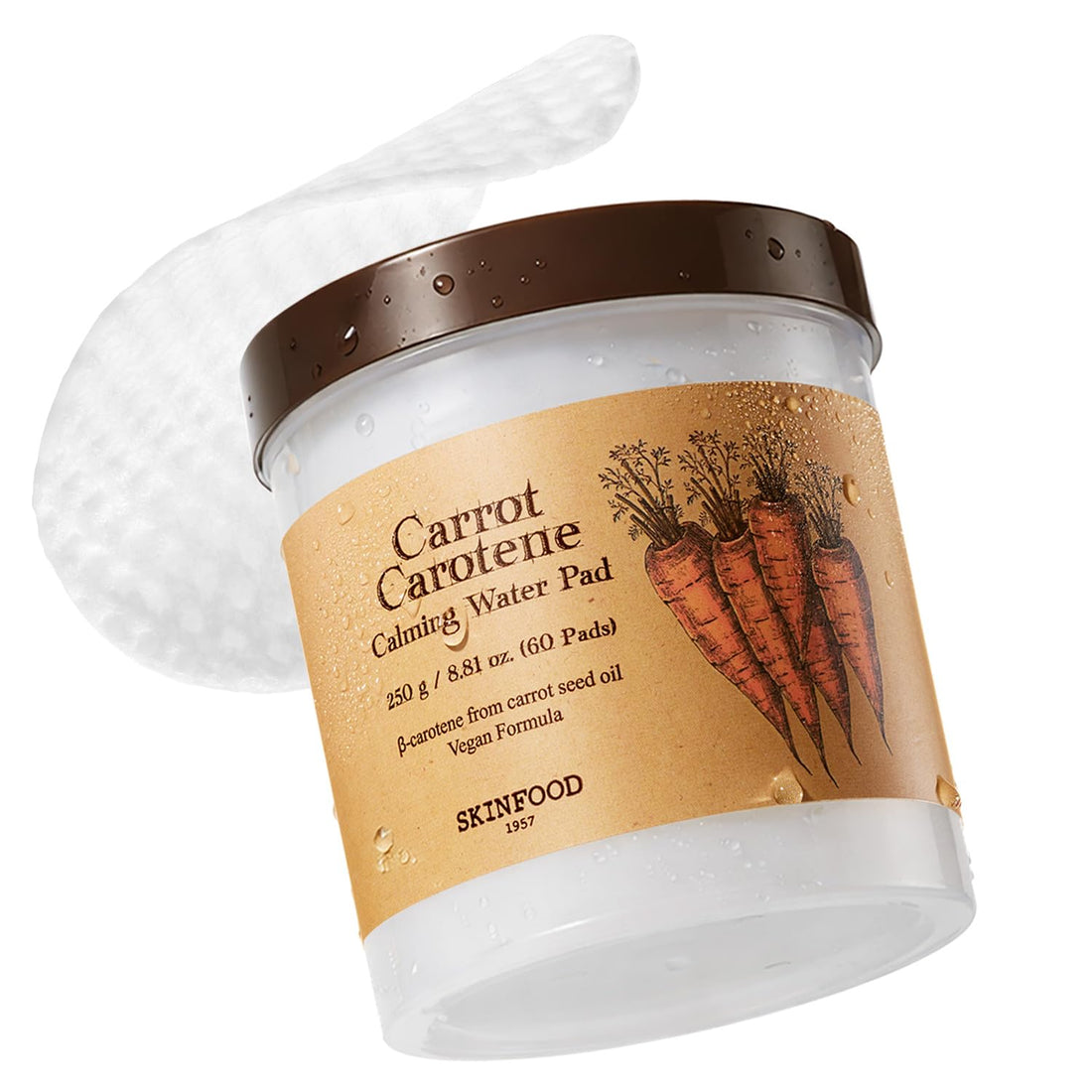 SKINFOOD Carrot Carotene Toner Pads, Hydrating & Soothing for Dry Skin, Instant Cooling, After Sun & Heat Care, Cotton Facial Toner Pads, Korean Skincare for Face (60 Counts) SKINFOOD 1957Buy Supplements Australia