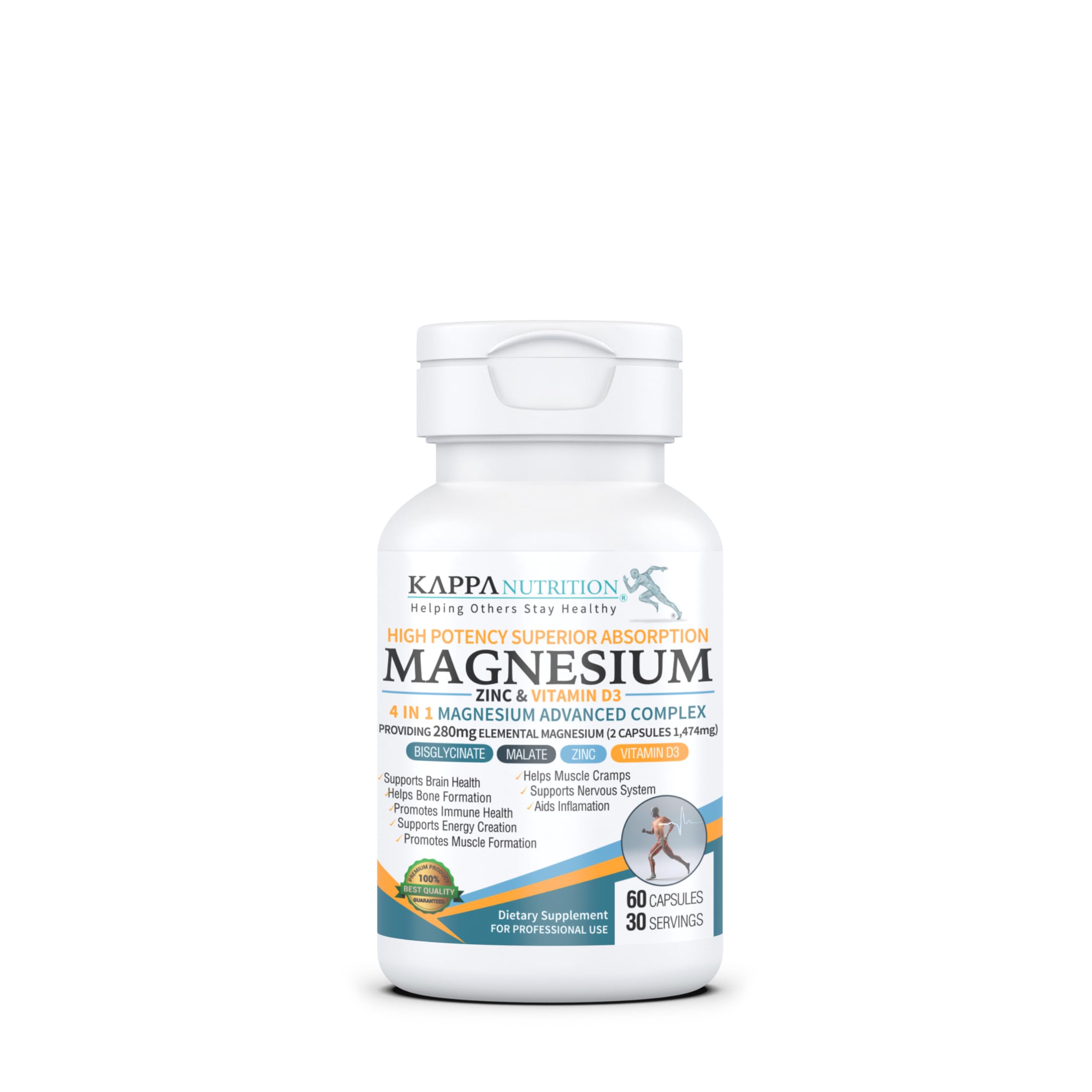 Kappa Nutrition magnesium supplement bottle on a white background