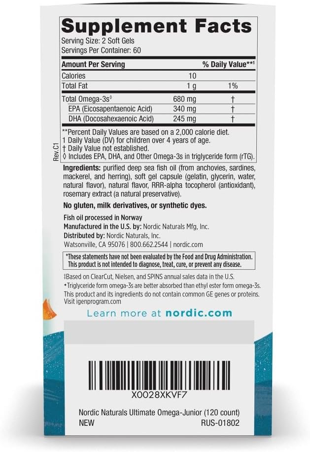 Nordic Naturals Ultimate Omega Jr. for Kids, Strawberry - 120 Mini Soft Gels