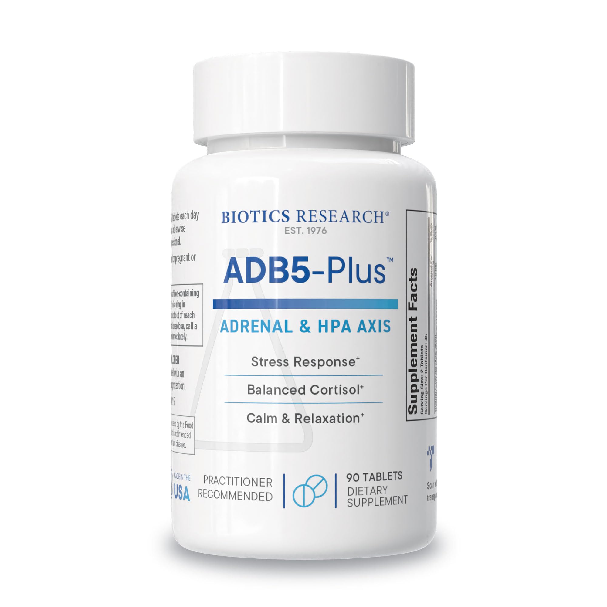 BIOTICS RESEARCH ADB5-Plus Support Healthy Adrenal Gland Function, Support Cortisol Levels, Positive Response to Stress, Healthy Energy Levels 90 Tablets