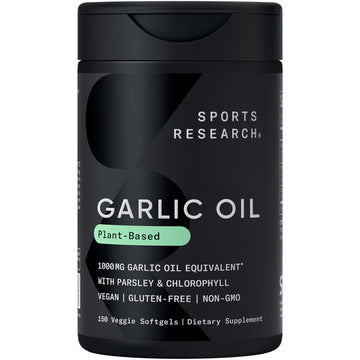 Sports Research® Odorless Garlic Oil Pills with Parsley & Chlorophyll - Vegan Certified · Non-GMO · Gluten Free - 150 Plantgel Capsules Sports Research buy supplements Au