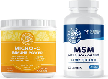 Vimergy Skin Potion Kit – Micro-C Immune Power(TM) (125g) and MSM (120 Capsules) – Skin, Hair & Nail Support + Collagen + Immunity – Vegan, Paleo, Gluten-Free, Kosher – Pure, Potent Daily Supplements