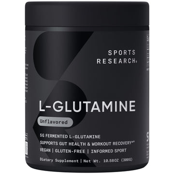 Sports Research L-Glutamine - Workout Recovery, Immune Health & Gut Health Support - 5 G Per Serving - 10.58 Oz