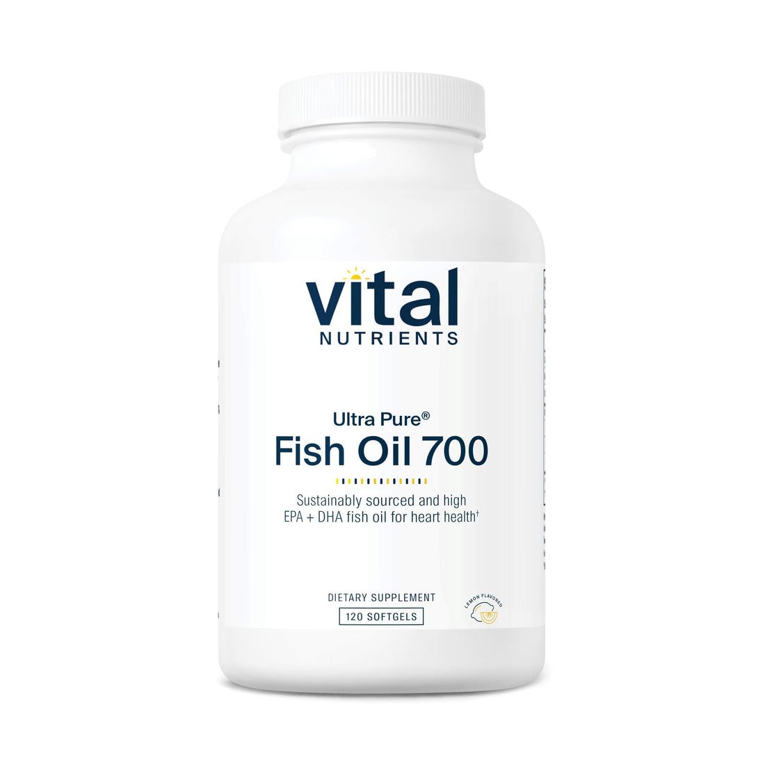 Vital Nutrients Ultra Pure Fish Oil 700 - Supports Heart, Brain, and Joint Health* - Sustainably Sourced High EPA & DHA Omega-3 Fatty Acid - Lemon Flavor - Gluten, Dairy & Soy Free - 120 Softgels Vital Nutrients buy supplements Au
