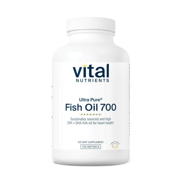 Vital Nutrients Ultra Pure Fish Oil 700 - Supports Heart, Brain, and Joint Health* - Sustainably Sourced High EPA & DHA Omega-3 Fatty Acid - Lemon Flavor - Gluten, Dairy & Soy Free - 120 Softgels Vital Nutrients buy supplements Au
