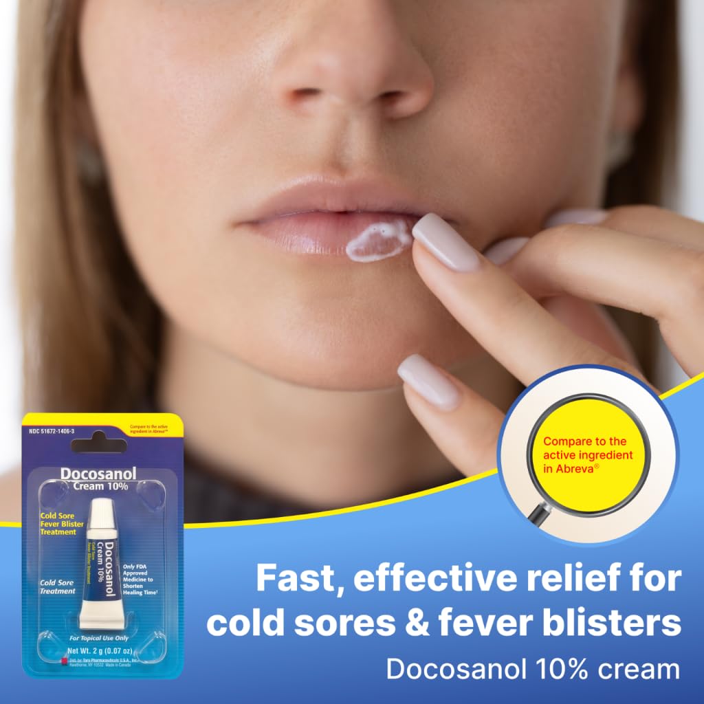 TARO Cold Sore/Fever Blister Treatment - Docosanol 10% Cream (0.07 oz - 1 Tube) TARO buy supplements Au