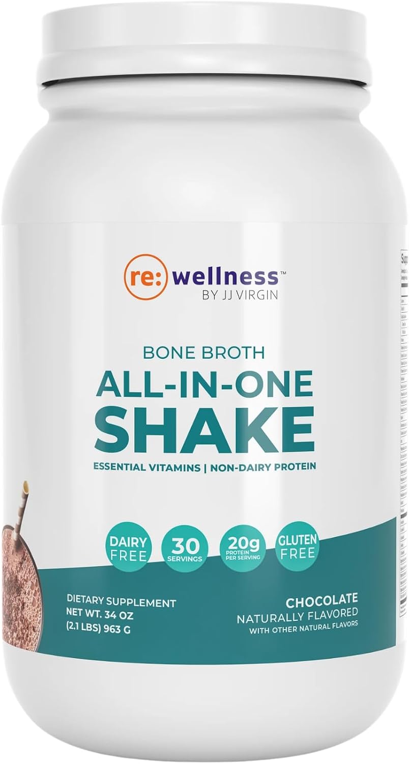 Reignite Wellness by JJ Virgin Bone Broth All-in-One Shake (Chocolate) and Extra Fiber Powder Supplement