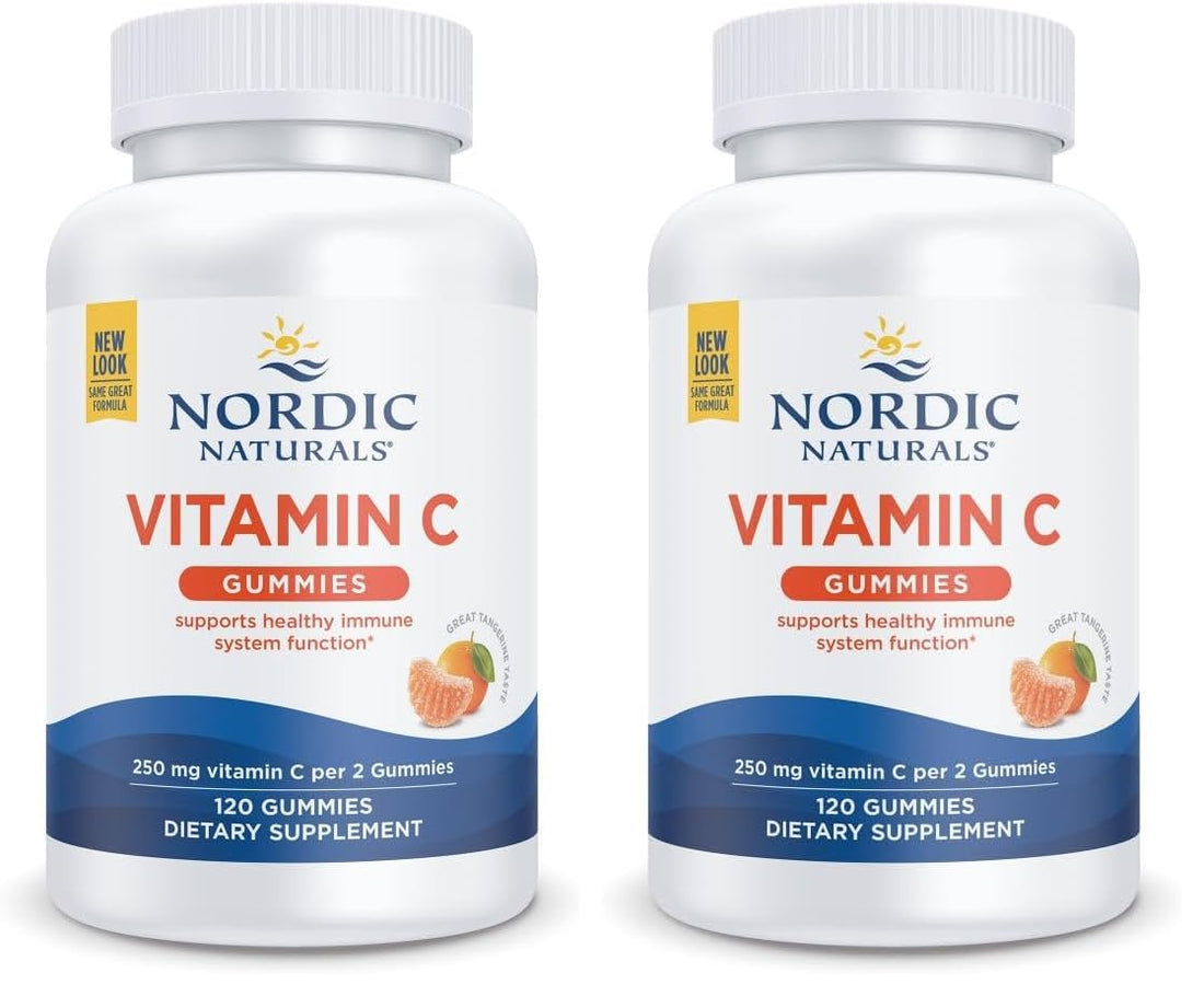 Nordic Naturals Vitamin C Gummies, Tart Tangerine - 120 Gummies - 250 mg Vitamin C - Immune Support, Antioxidant Protection, Child Growth & Development - Non-GMO, Vegan - 60 Servings (Pack of 2) Nordic NaturalsBuy Supplements Australia