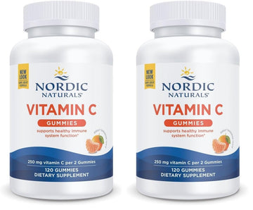 Nordic Naturals Vitamin C Gummies, Tart Tangerine - 120 Gummies - 250 mg Vitamin C - Immune Support, Antioxidant Protection, Child Growth & Development - Non-GMO, Vegan - 60 Servings (Pack of 2) Nordic NaturalsBuy Supplements Australia