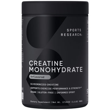 Sports Research Creatine Monohydrate - Gain Lean Muscle, Improve Performance and Strength and Support Workout Recovery* - 5 g Micronized Creatine - 17.64 oz Sports Research buy supplements Au
