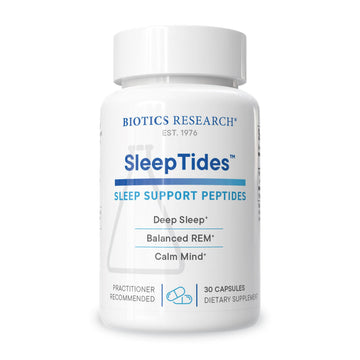 Biotics Research SleepTides sleep support peptides bottle on a white background