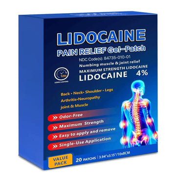 KIbabyDI Professional Lidocaine Pain Relief Patches - 20 Count | 4% Medicated Gel Patches for Targeted Joint & Muscle Comfort | Long-Lasting 12-Hour Relief, Ultra-Flexible Design -lb265 KIbabyDIBuy Supplements Australia