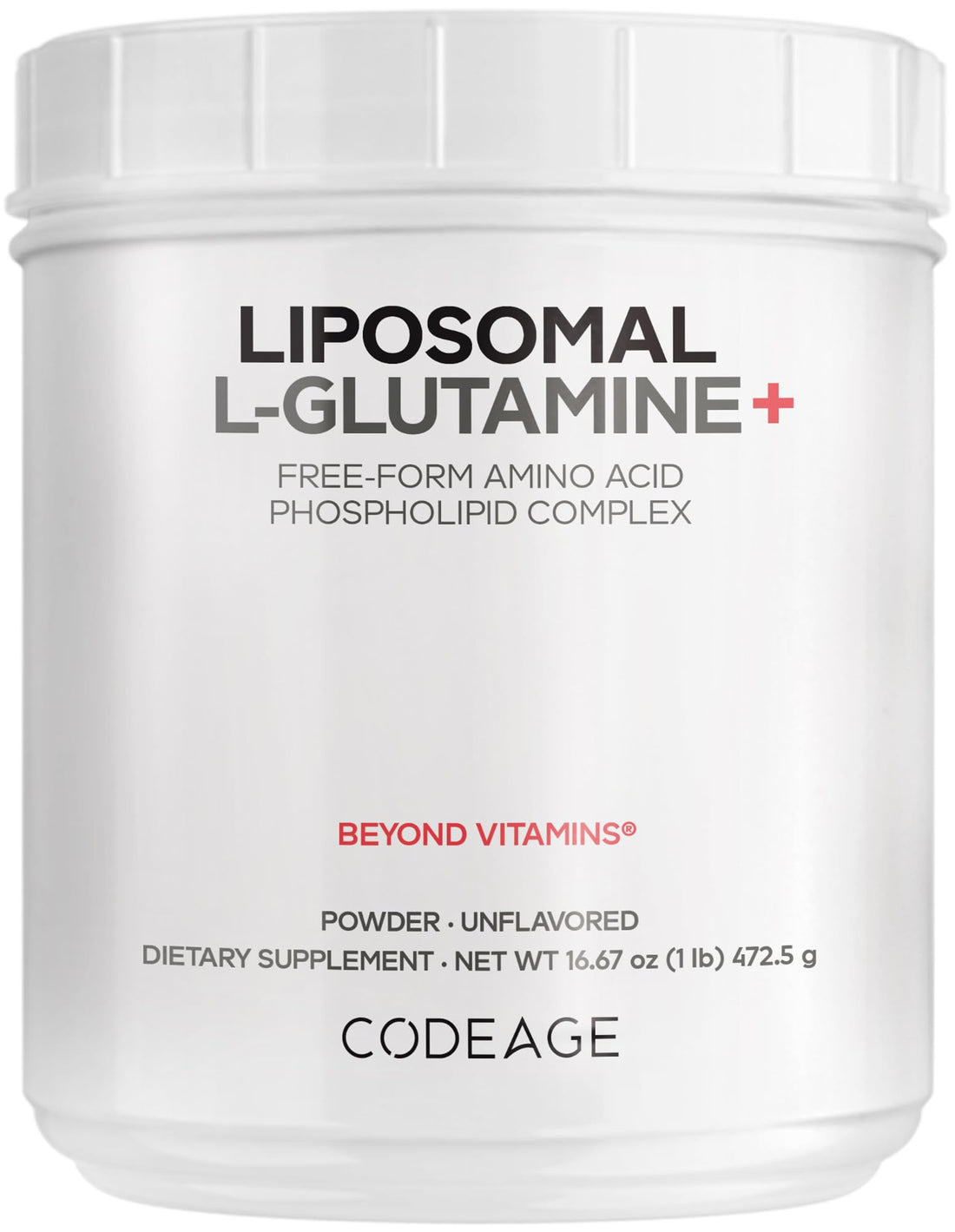 Codeage Liposomal L-Glutamine Powder - High-Potency L-Glutamine 5,000 mg per Serving - 3-Month Supply - Liposomal Delivery, Free-Form Amino Acid, Unflavored Glutamine - Non-GMO Gluten-Free - 16.67 oz CodeageBuy Supplements Australia
