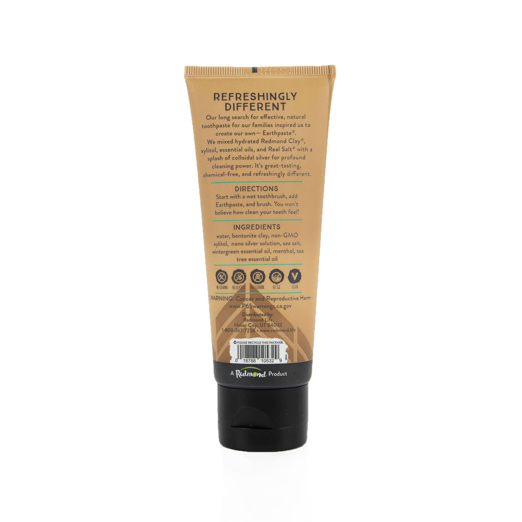 Redmond Earthpaste with Silver - Natural Non-Fluoride Toothpaste, 4 Ounce Tube (Peppermint)