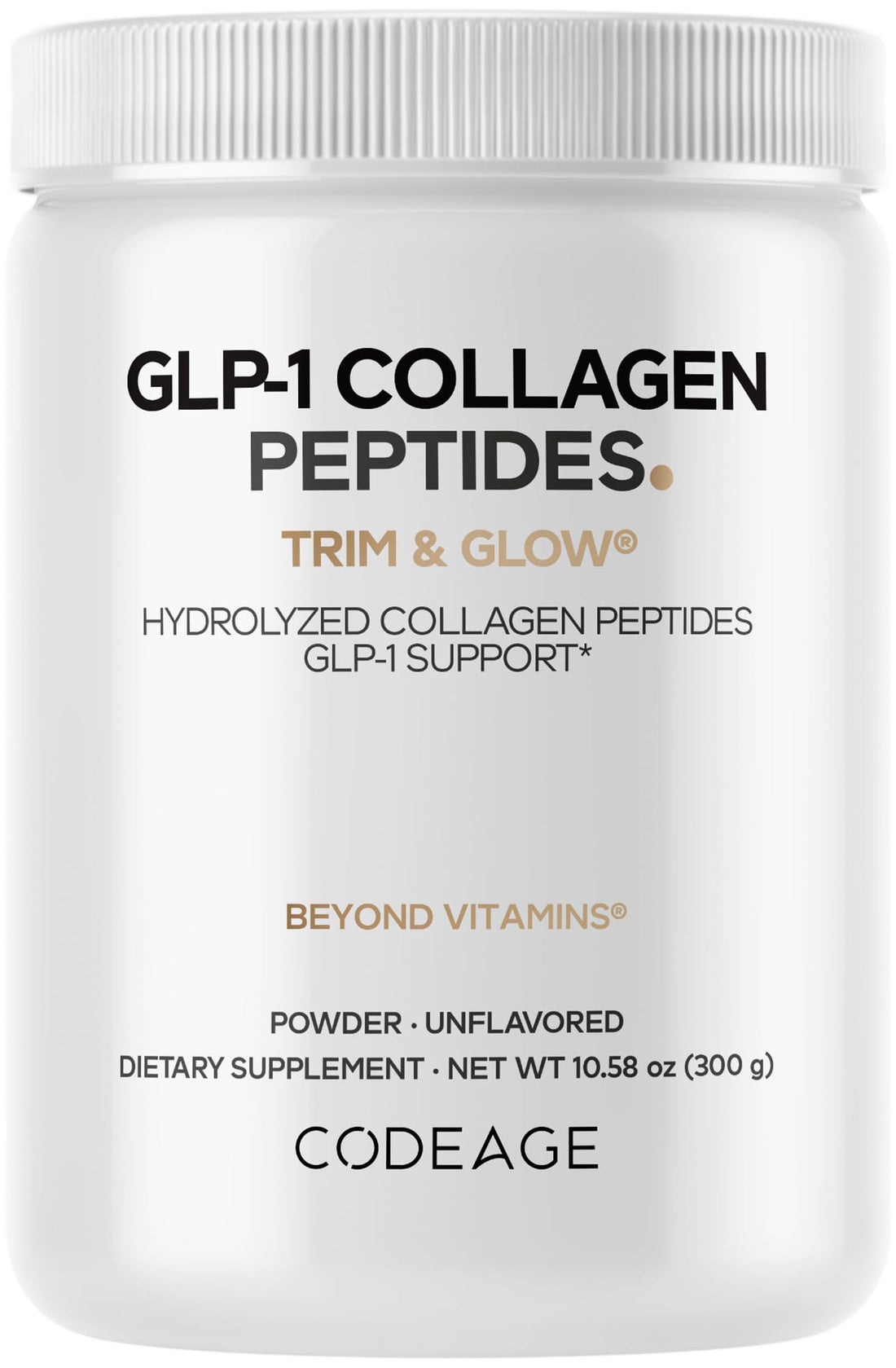 Codeage GLP-1 Collagen Powder Supplement - Nextida GC Collagen Peptides - GLP 1 Support - Hydrolyzed, Grass-Fed, Type I & III, Unflavored - Non-GMO, Gluten-Free, Dairy-Free - 10.58 Oz CodeageBuy Supplements Australia