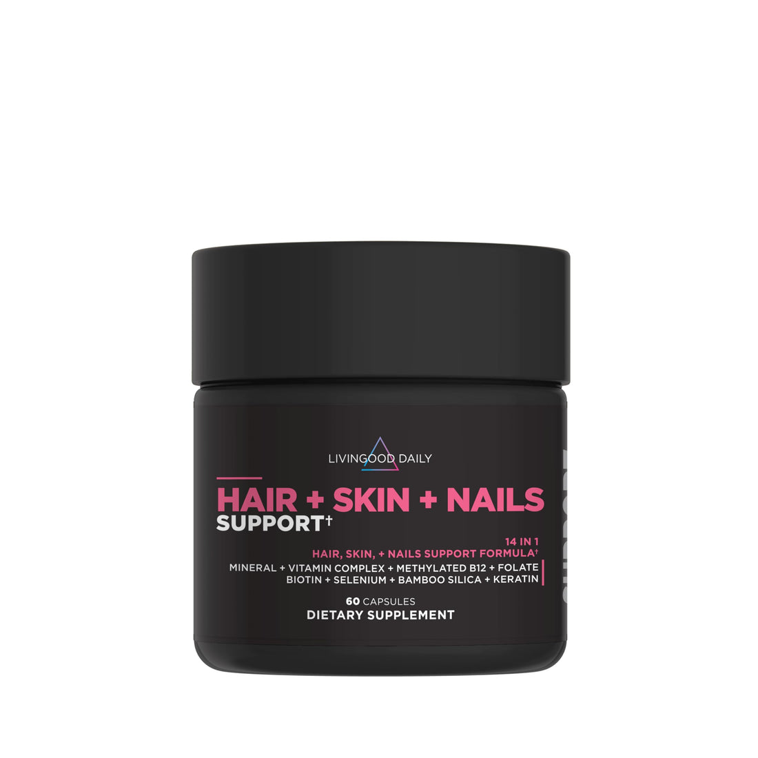 Livingood Daily Hair, Skin & Nails Supplement, 14-in-1 Formula with Biotin, Collagen, Keratin, Bamboo, Selenium, Folate, B12, Zinc and More, Beauty Supplement for Women & Men, Gluten Free, 60 Capsules Livingood DailyBuy Supplements Australia