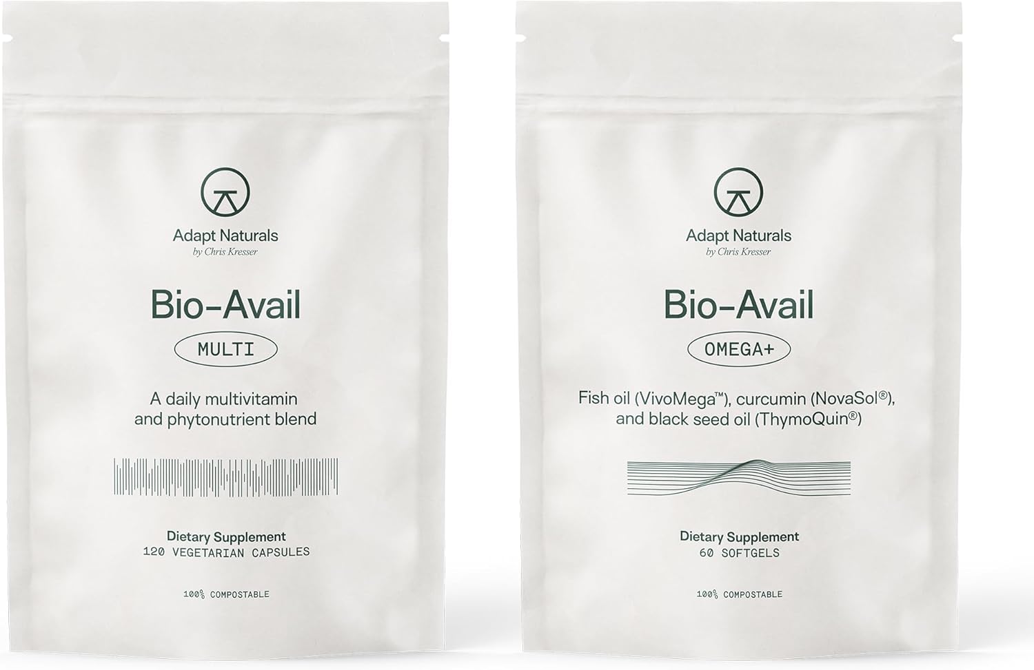 Adapt Naturals Daily Essentials Bundle – Bio-Avail Omega+ Fish Oil with Curcumin & Black Seed & Bio-Avail Multivitamin for Men & Women – 30-Day Supply