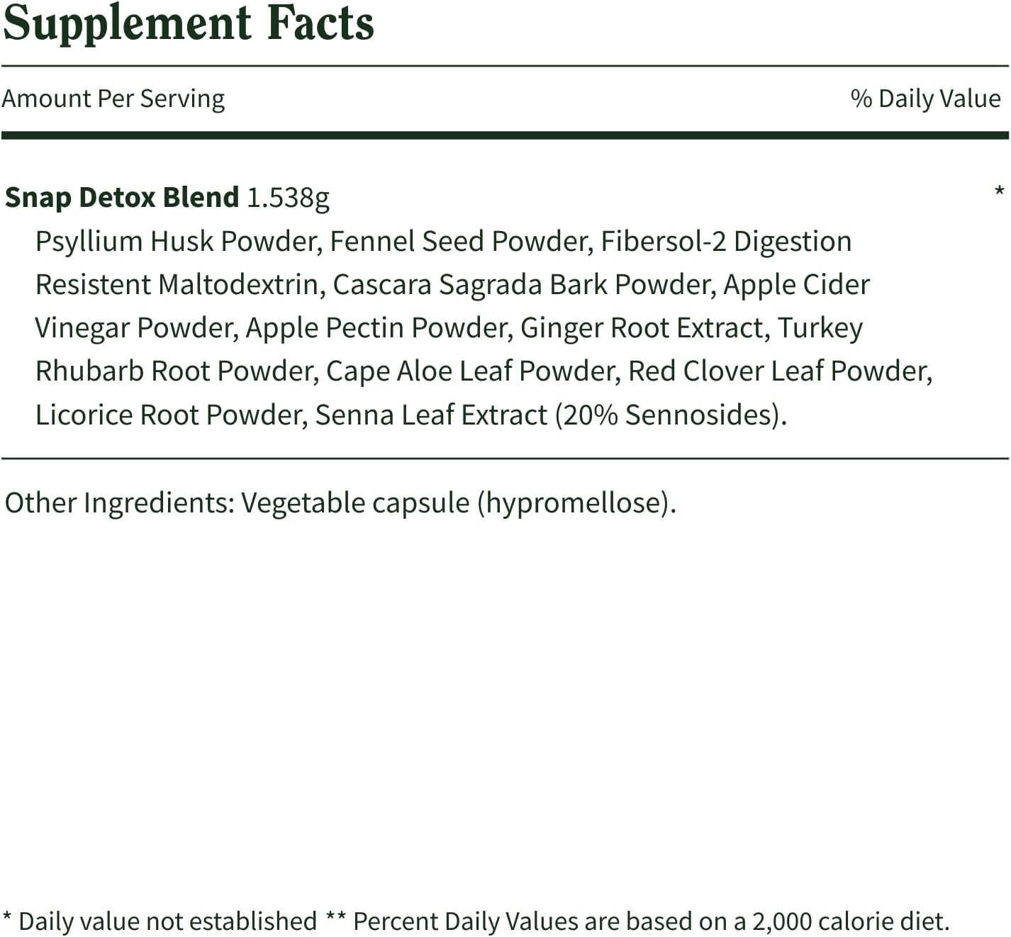 Snap Supplements Detox Blend to Support Gut Health, 60 Vegan Capsules | Licorice, Psyllium Husk, Fennel, Ginger, to Support Healthy Detox & Digestion, Gluten-Free, Non-GMO, Free of Major Allergens