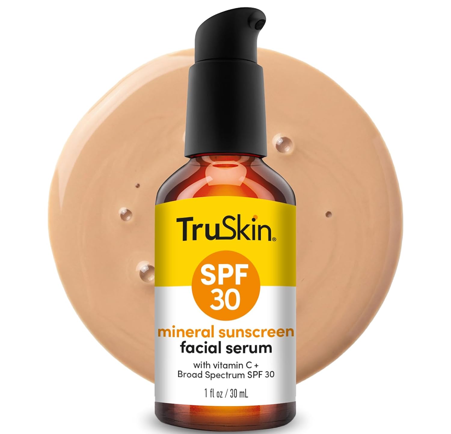 TruSkin SPF 30 Tinted Mineral Sunscreen Face Serum, Zinc Oxide, 1 fl oz | Universal skin tint with Vitamin C, Hyaluronic Acid, Ceramides and Niacinamide for lightweight daily mineral UV protection