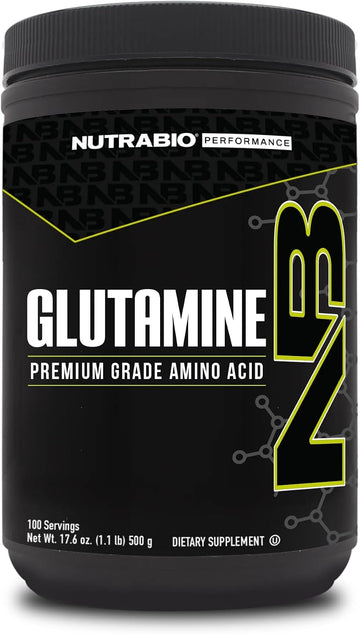 NutraBio Pure L-Glutamine Powder, 100 Servings L-Glutamine Supplement, Amino Acid, Pure Grade, Glutamina, Absolutely no Additives, Fillers or Excipients, Muscle Recovery Supplement - (500 Grams)