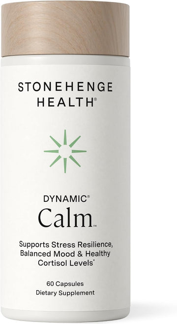 Stonehenge Health Dynamic Calm - 600mg KSM-66 Ashwagandha with L-theanine, Rhodiola Rosea, Holy Basil, and Magnesium Glycinate, Daily Stress and Mood Support, Non-GMO, 60 Vegetarian Capsules