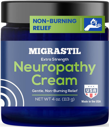 Basic Vigor Migrastil Neuropathy Relief Cream Extra Strength for Feet, Legs, and Hands. Made in The USA. Vegan and Cruelty-Free, Non-Greasy, Gentle, Non-Burning with Cooling Effect (4 oz.) Basic VigorBuy Supplements Australia