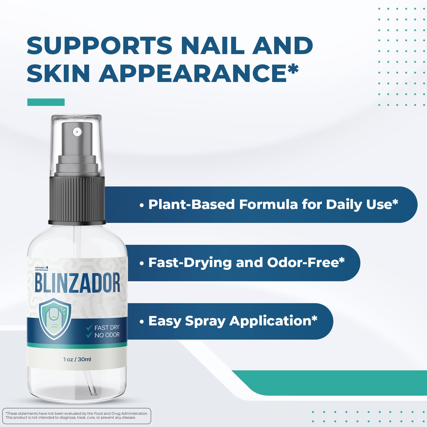 Blinzador Spray – Plant-Based Foot & Nail Formula – 1oz, 1 Month Supply | Topical foot & nail spray, plant-based | Fast-drying & odorless | No-touch daily application