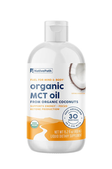 NativePath MCT Oil, Organic, C8 & C10, Flavorless, 30 Servings | From 100% Coconut, Keto Coffee, Smoothies, Dressings, Supports Clean Energy & Focus, Vegan, Non-GMO