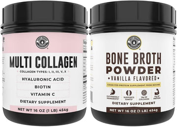 Left Coast Performance Vanilla Bone Broth and Multi Collagen Powder for Joint, Hair, Skin, and Nails Support