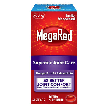 Omega-3 Krill Oil and Joint Supplement - Megared Joint Care 60 softgels - EPA/DHA fatty acids, Antioxidants, Hyaluronic acid, No fishy burp aftertaste as with Fish Oil MegaRedBuy Supplements Australia