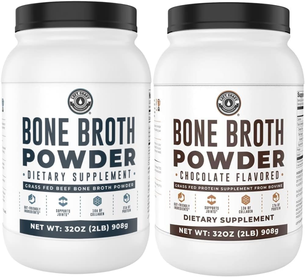 Left Coast Performance 2lb Pure Bone Broth and 2lb Chocolate Bone Broth