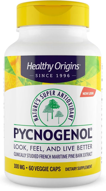 Healthy Origins Pycnogenol Pine Bark 100 mg, 60 Veggie Caps