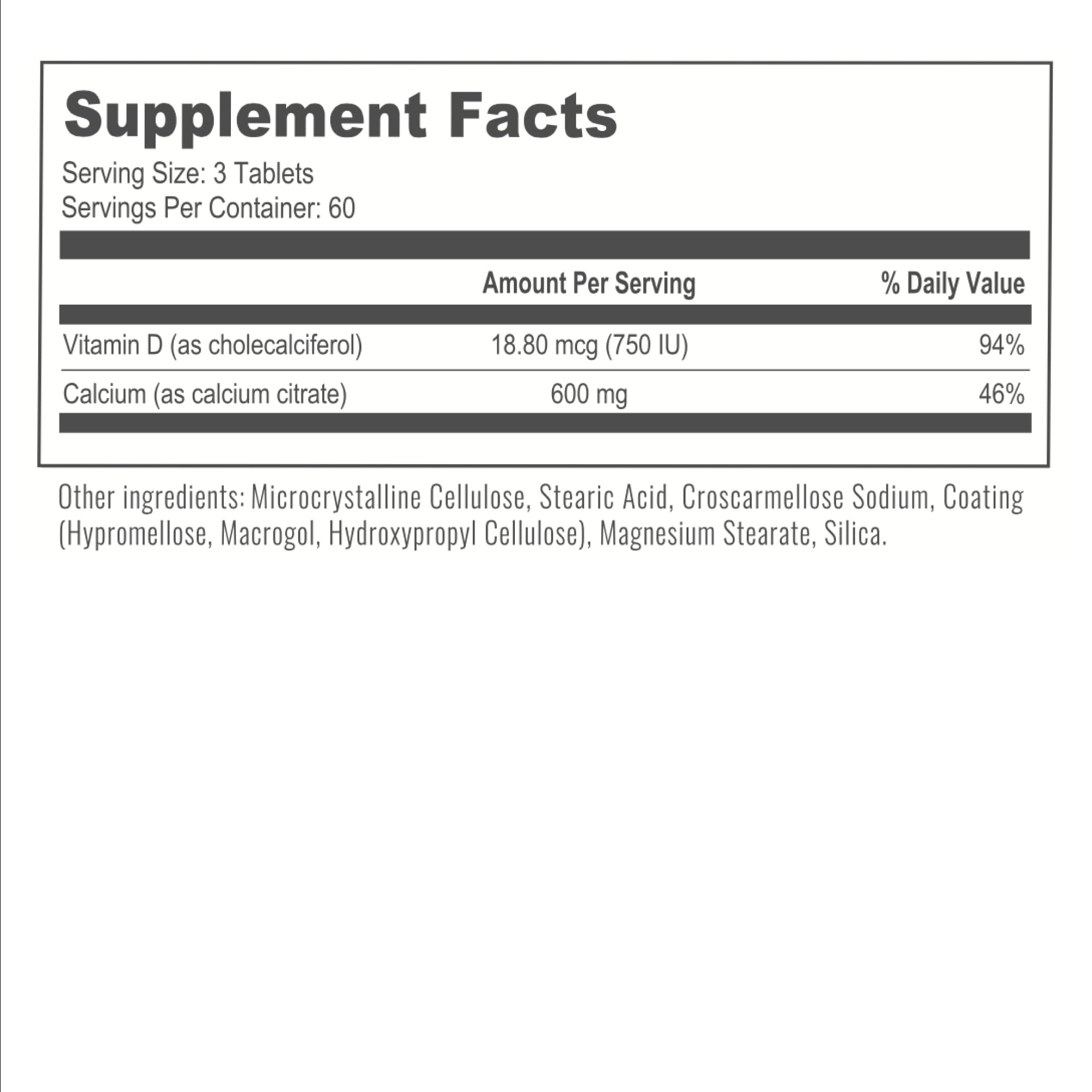 BariatricPal Easy Swallow Calcium Citrate (600mg) and D3 Coated Tablets (30-Day Supply)