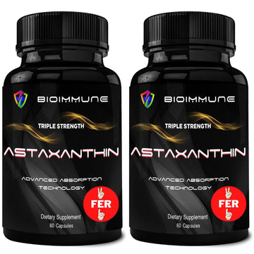 BioImmune 2 Pack Triple Strength AstaQuil™ Astaxanthin 12mg Enhanced Absorption, 120 Softgels w/Organic Coconut Oil. Powerful Antioxidant for Eye, Joint & Heart Health