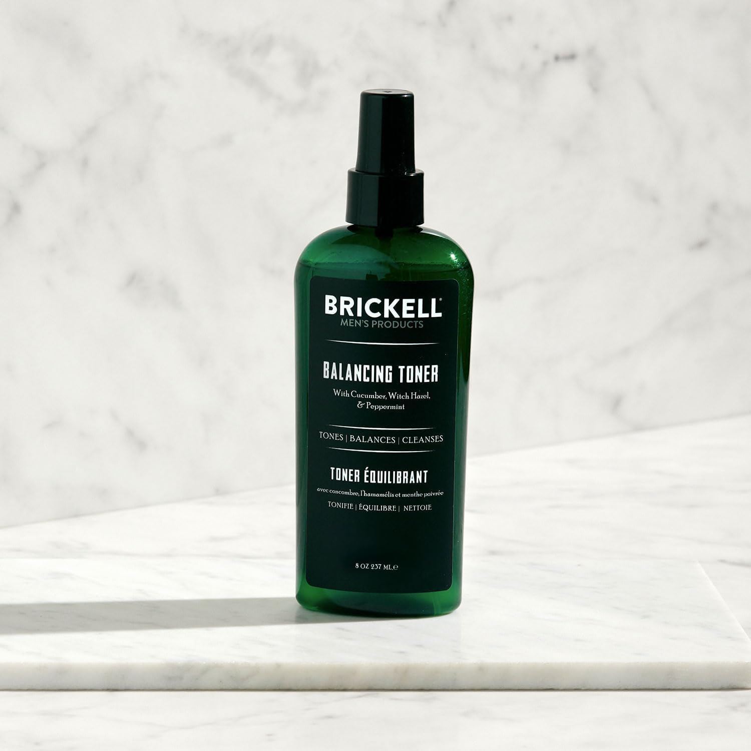 Brickell Men's Balancing Toner for Men, Alcohol-Free Mint Facial Toner with Witch Hazel, Aloe, and Cucumber, 8 Ounce, Scented